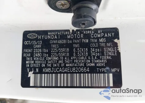 2014 Hyundai Tucson Limited from USA, damaged, VIN KM8JUCAG4EU820664